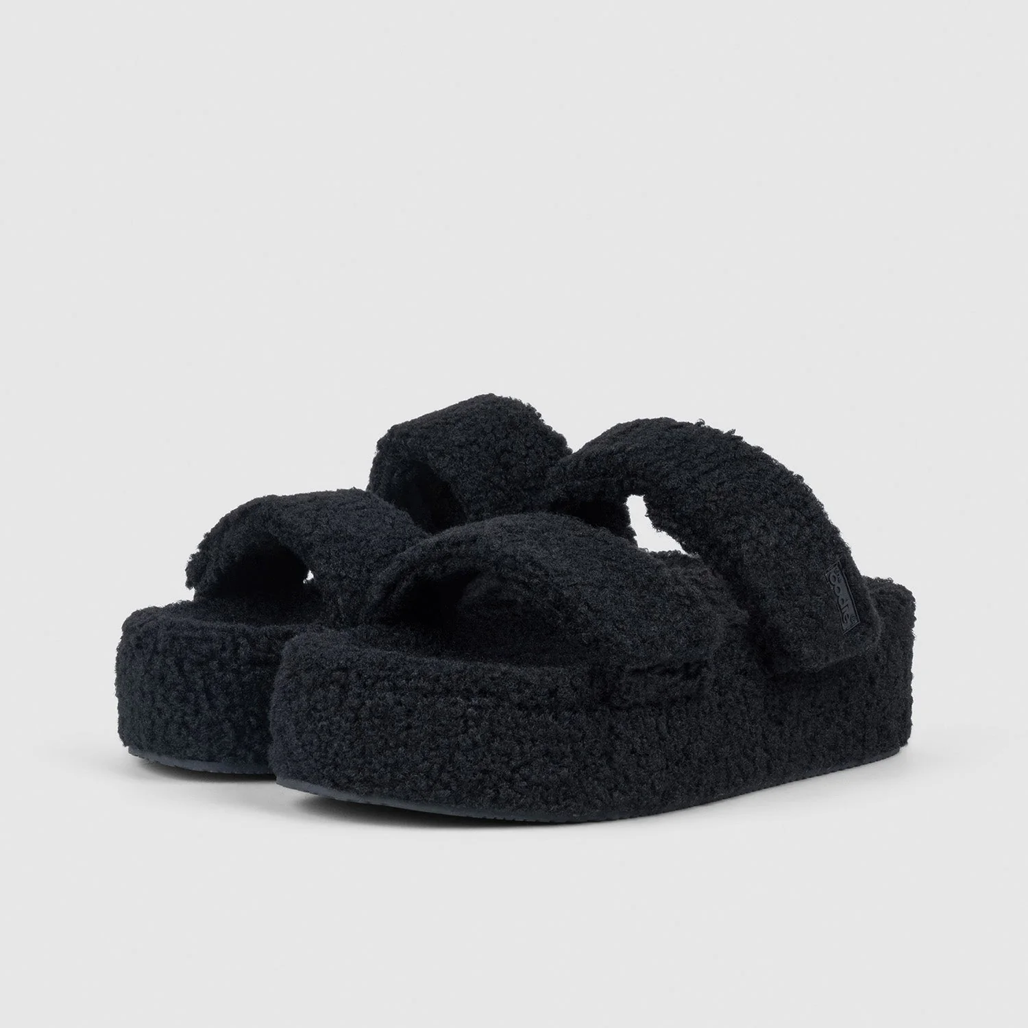 Black Two Strap Sherpa Platform - Image 3