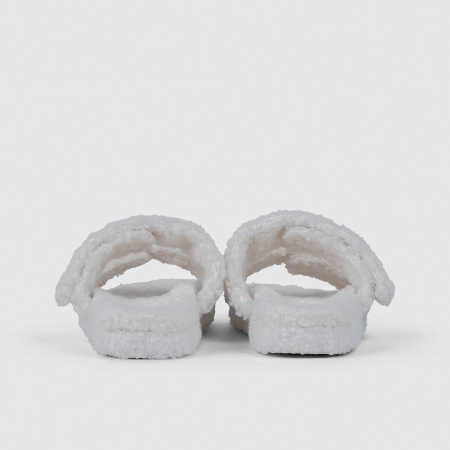 White Two Strap Sherpa Slide - Image 5