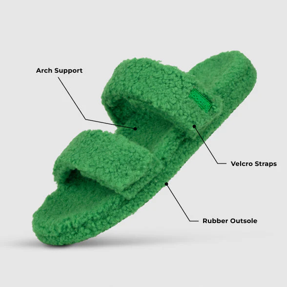 White Two Strap Sherpa Slide - Image 6